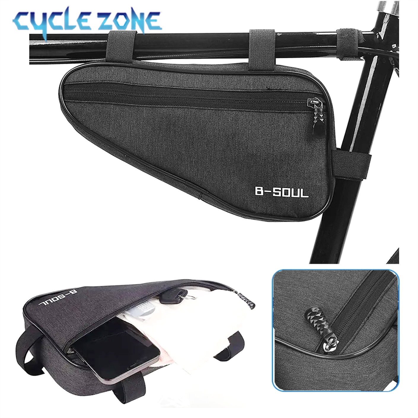 Bolsa Triangular Universal para Quadro de Bicicleta Grande Capacidade Bolsa Selim Tubo Dianteiro MTB e Estrada