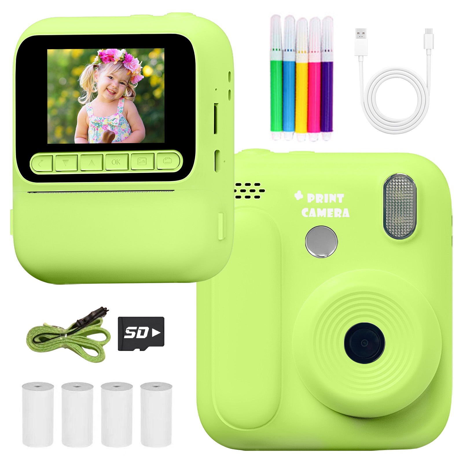 Câmera Instantânea HD Compacta com Cartão SD para Crianças de 3 a 12 Anos, Presente Ideal para Aniversários e Feriados