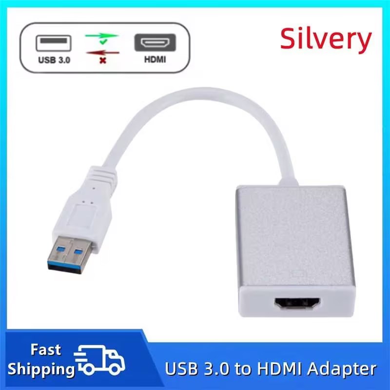 Conversor USB 3.0 para VGA HDMI compatível com áudio 1080P 3 em 1 Adaptador USB para VGA HDMI compatível para PC