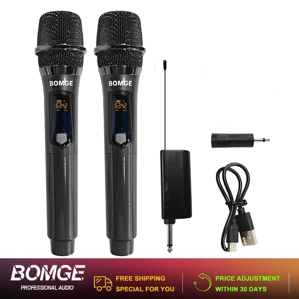 Microfone de Mão Duplo Profissional UHF de Alta Frequência para Karaokê e Videoke ao Vivo