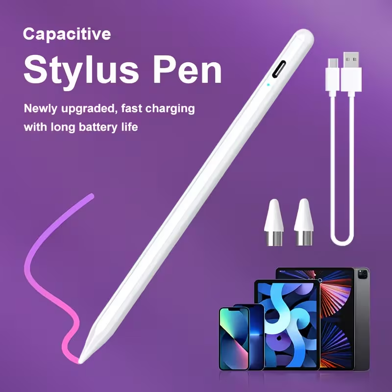 Caneta Stylus Universal + 2 Pontas Para iPad , Android , Tablet , Celular , Touch Screen , Lápis Suave , Sem Atraso