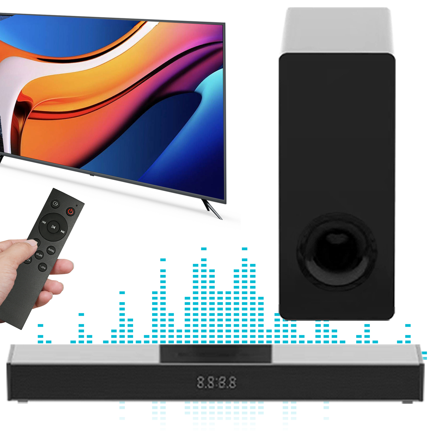 Barra De Som De Home Theater Com Alto-Falante De 160 W Subwoofer Fio Suporte Sem Surround 3D Para TV/PC/Jogo/Projetor Pr
