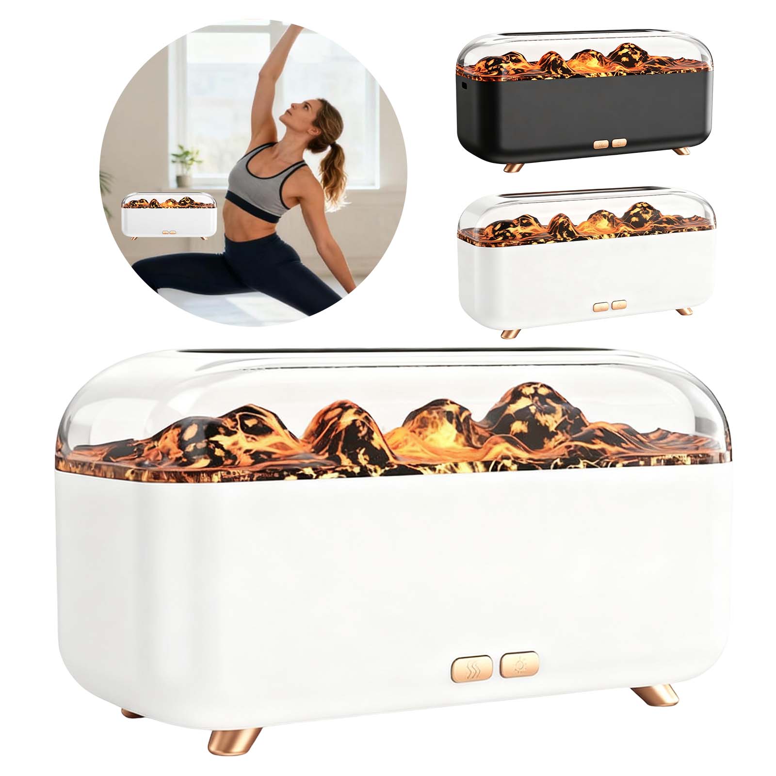 Difusor de Óleo Essencial com Luz de 7 Cores, Umidificador Ultrassônico de Aromaterapia 300ml, Luz LED de 7 Cores, Timer