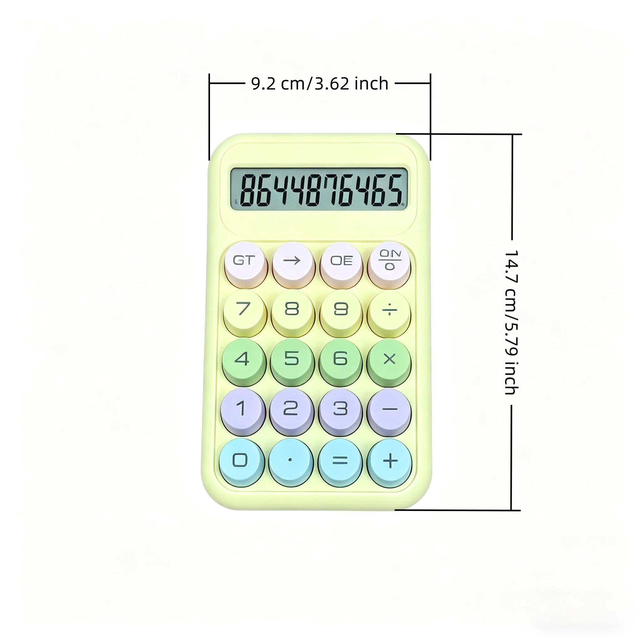 Calculadora Eletrônica Portátil Cor Macaron, Calculadora de Bolso Fofa com Botões Redondos e Adesivo Bônus de Futebol