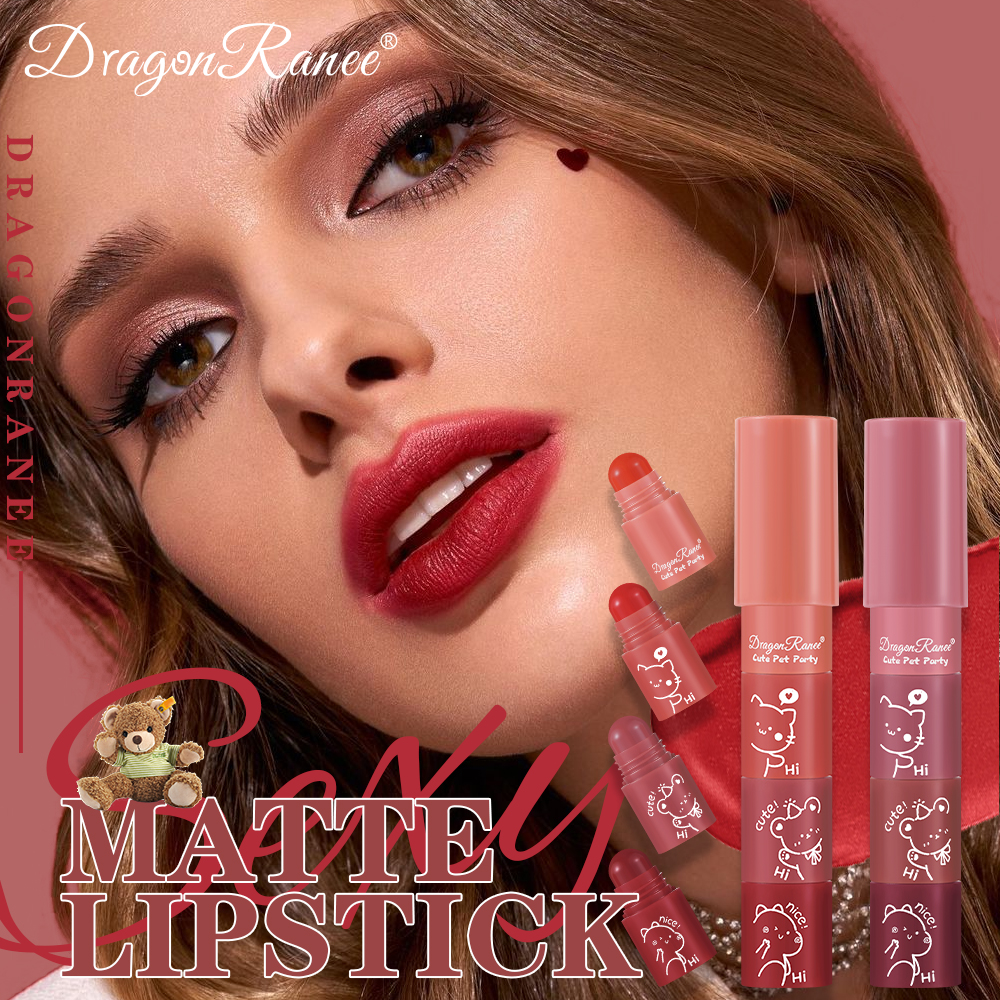 Caneta de batom matte hidratante 4 em 1, fofa, à prova d'água, de longa duração — imagem 2 de 2