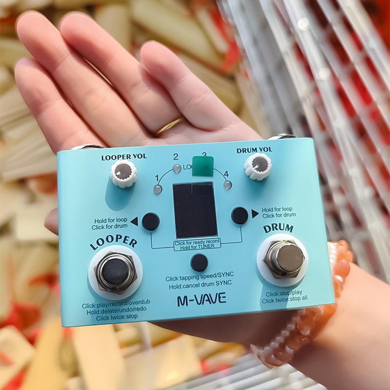 M-vave Lost Tempo V2 Pedal de bateria e looper: integrado com 30 padrões de bateria e 11 minutos de gravação, pedal de