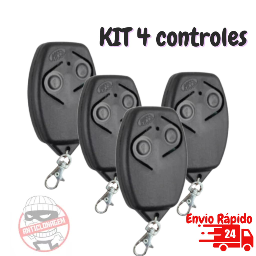 Kit 4 Unidades de Controle Remoto Rossi 433MHz de Qualidade Mais Vendido