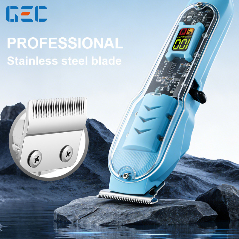 Aparelho de Corte de Cabelo com Carcaça Transparente Visível - Máquina de Corte Profissional para Precisão em Degradê,