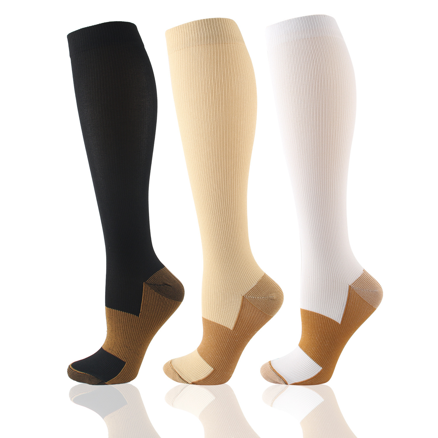 Meias De Pressão De Fitness Ao Ar Livre Verão Exercício Bezerro Compressão Elástica Tubo Longo Elástico Yoga 15-20 Mmhg