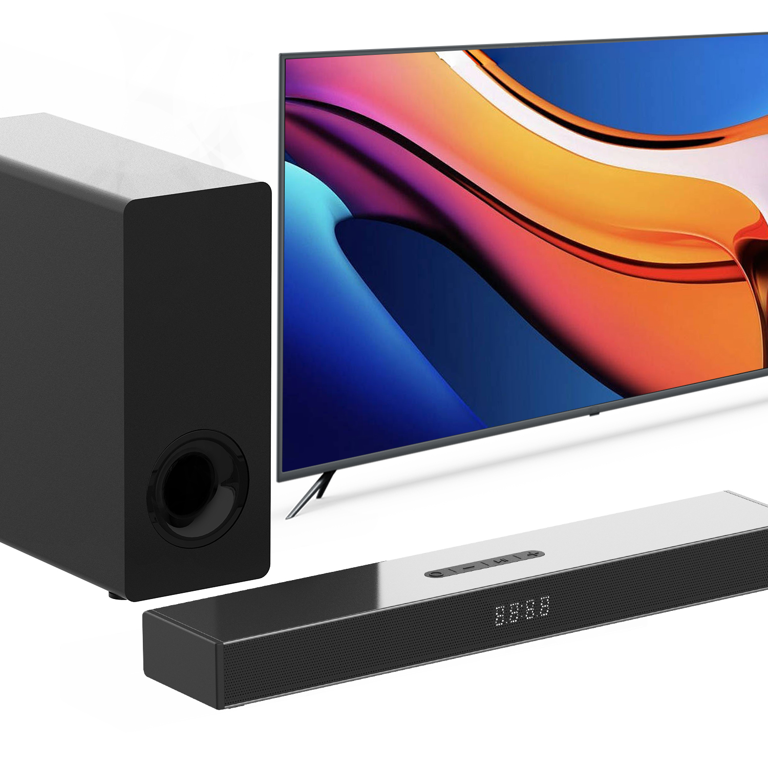Barra de som de graves profundos 100 W com subwoofer com fio para Smart TV, sistema de som surround com
