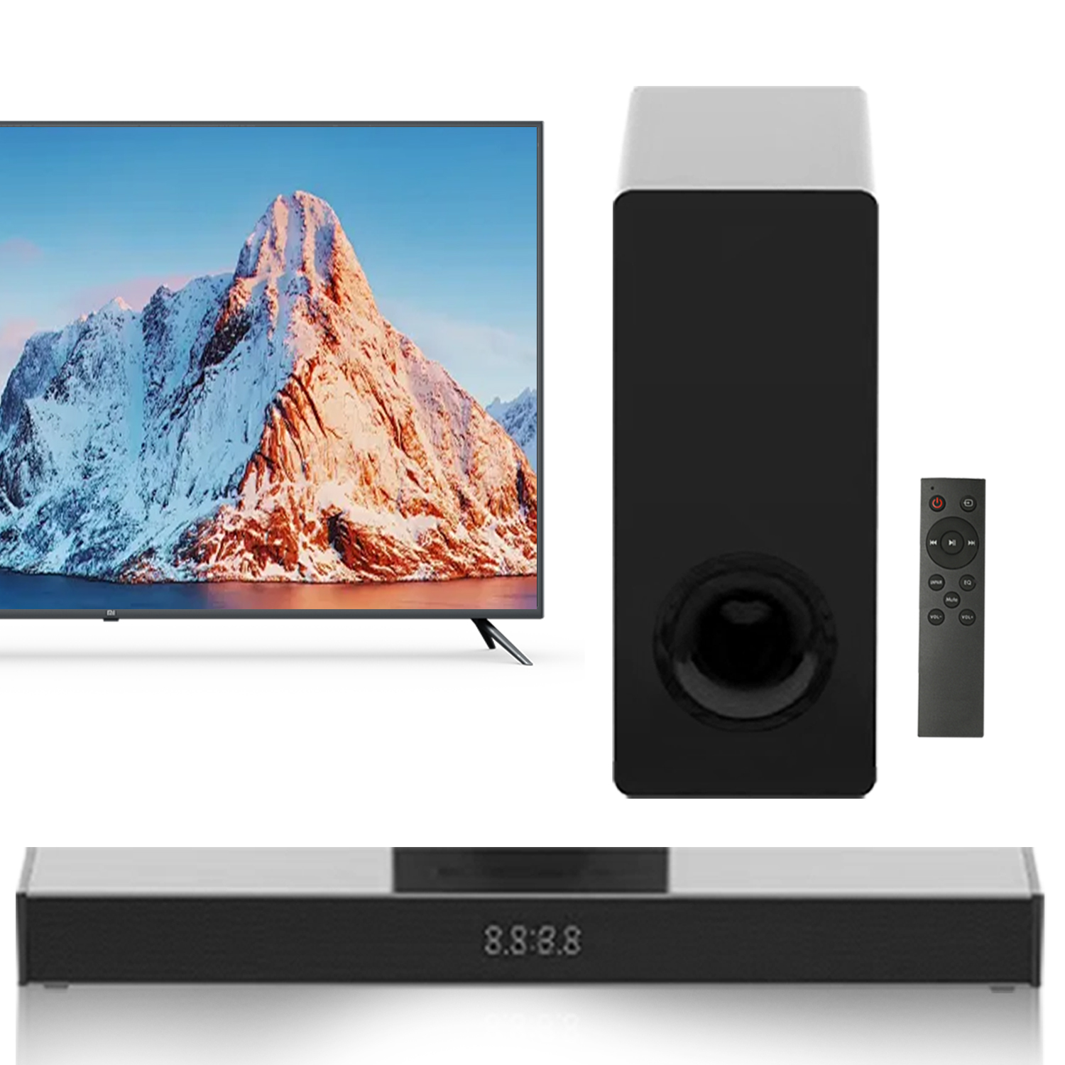 Barra de som completa para home theater com graves profundos e som envolvente, sem fio, para TV inteligente, PC, jogos e