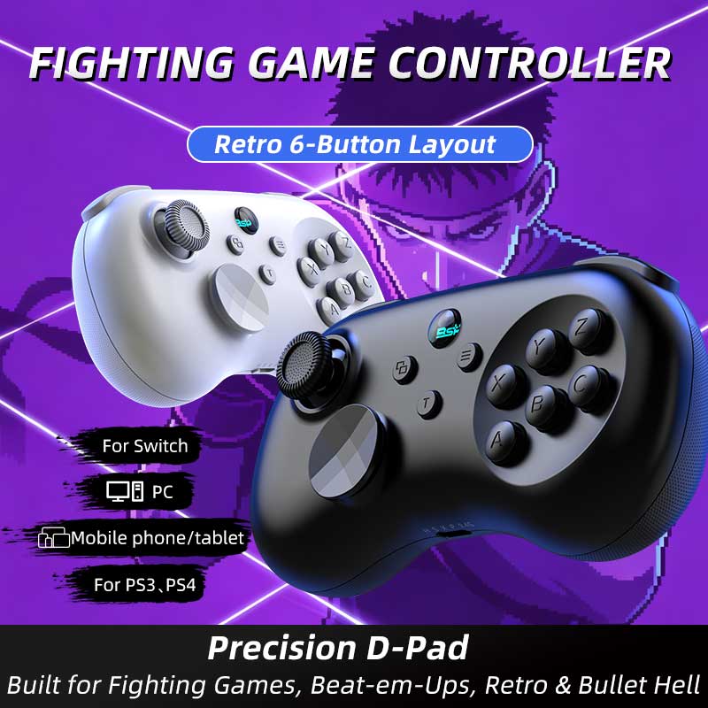 Novo Controle de Jogo Sem Fio Portátil, Joystick Hall para Luta, 8 Direções, Compatível com Nintendo Switch 1/2, PS3,