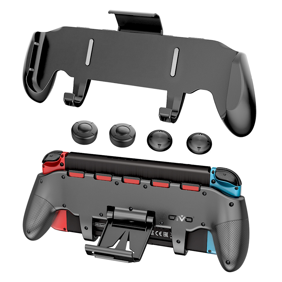 OIVO Punho de Mão para Nintendo Switch/OLED, Aderência Ergonômica/Confortável Suporte de Grip Ajustável com 4 Tampas de