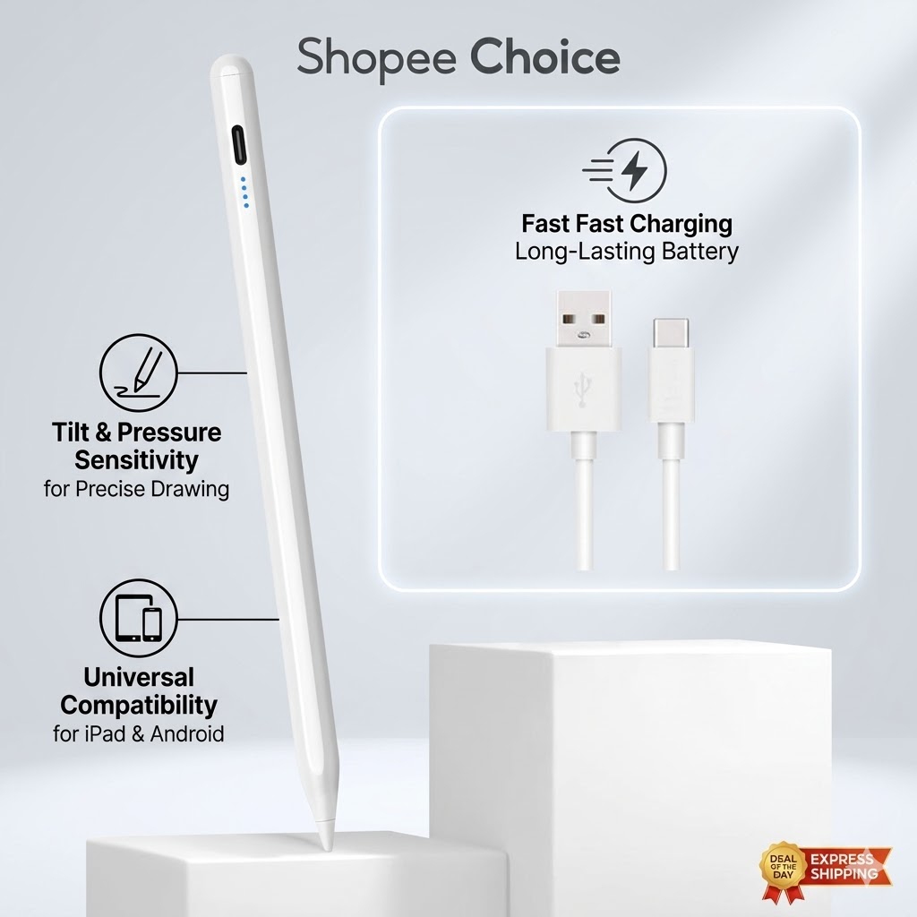 Caneta Capacitiva Magnética Ativa para Apple Pencil iPad Caneta de Escrita para Tela Táctil