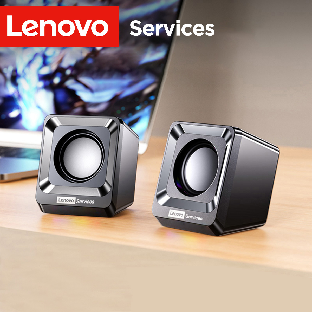 Caixas de Som para Computador Lenovo, para Desktop e Laptop, com Fio, Multimídia, Mini Subwoofer