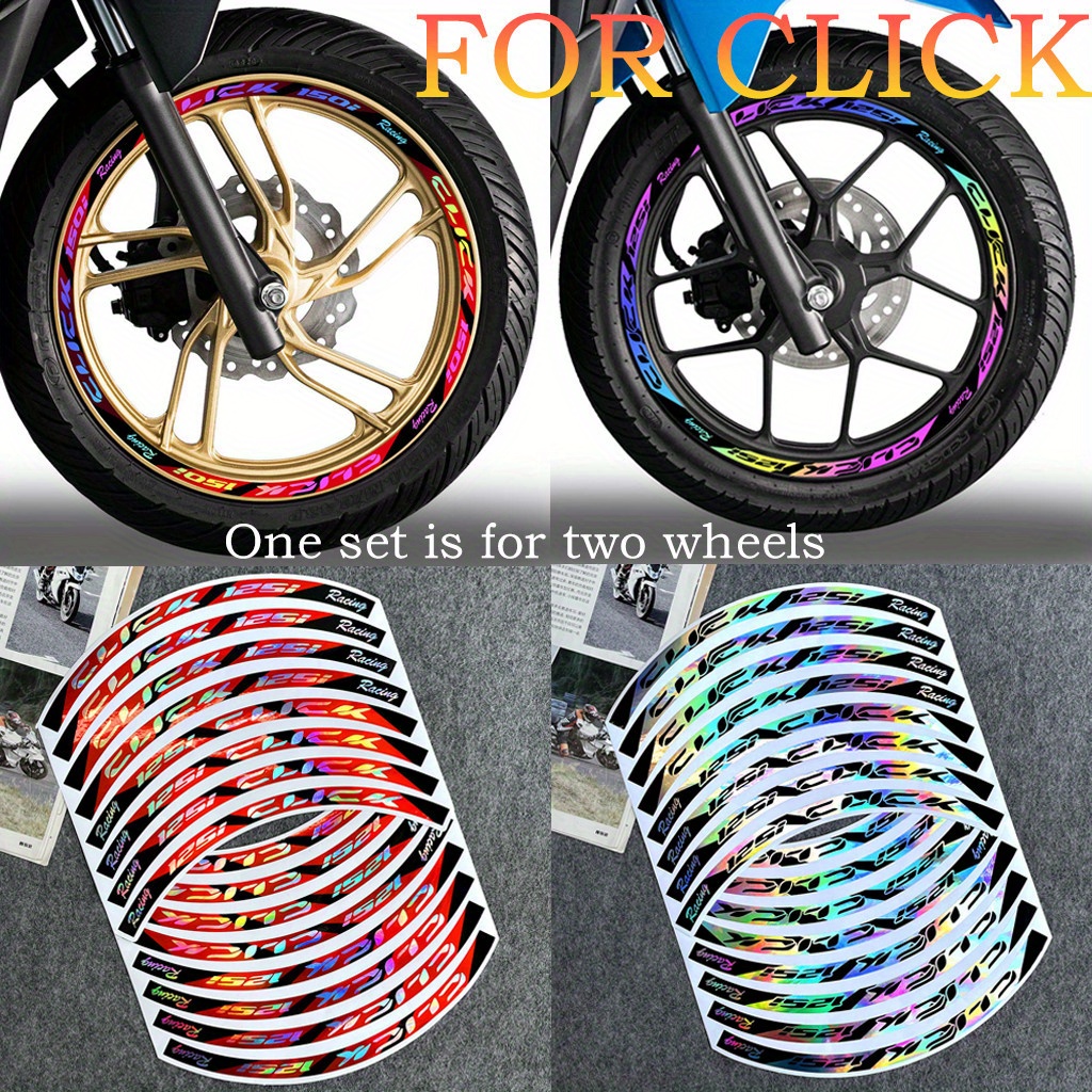 1 conjunto/16 unidades de adesivos de aro a laser de 150i para modificação de pneus da moto Cli 125i V3, decalques