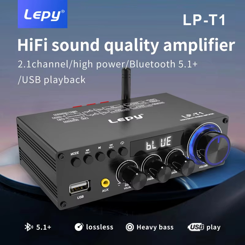 LEPY-T1 30Wx2 + 60W Amplificador De Alta Potência 2.1 Canais Super Bass Bluetooth 5.1 Coaxial USB Remoto
