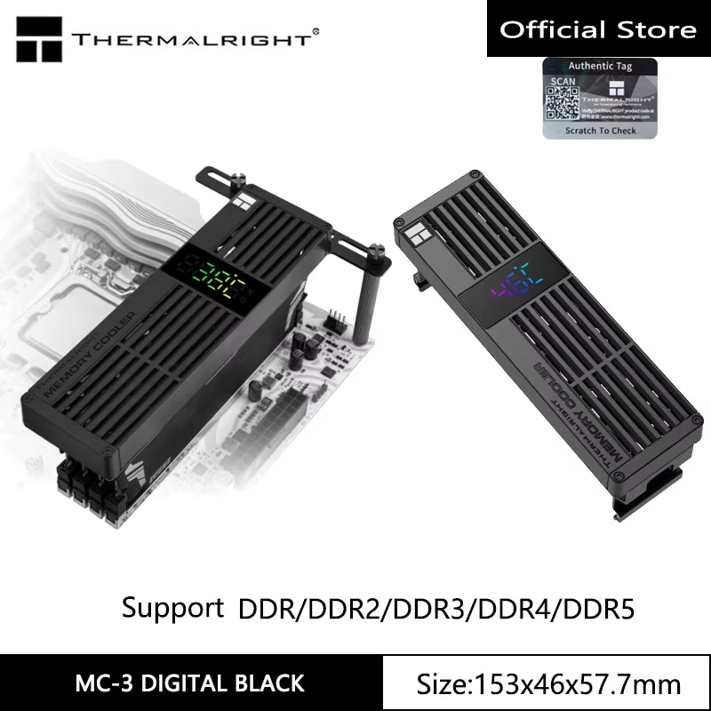 Thermalright MC-3 Digital RAM Dissipador De Calor Tela Cooler 40x40x10mm 3 Ventiladores Para Memória DDR DDR2 DDR3 DDR4 