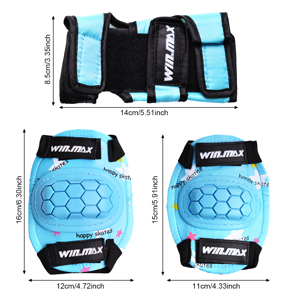 WINMAX Crianças Rolo Skate Conjunto De Equipamentos De Proteção Azul Joelho Cotovelo Almofadas De Pulso 6 Peças Biciclet