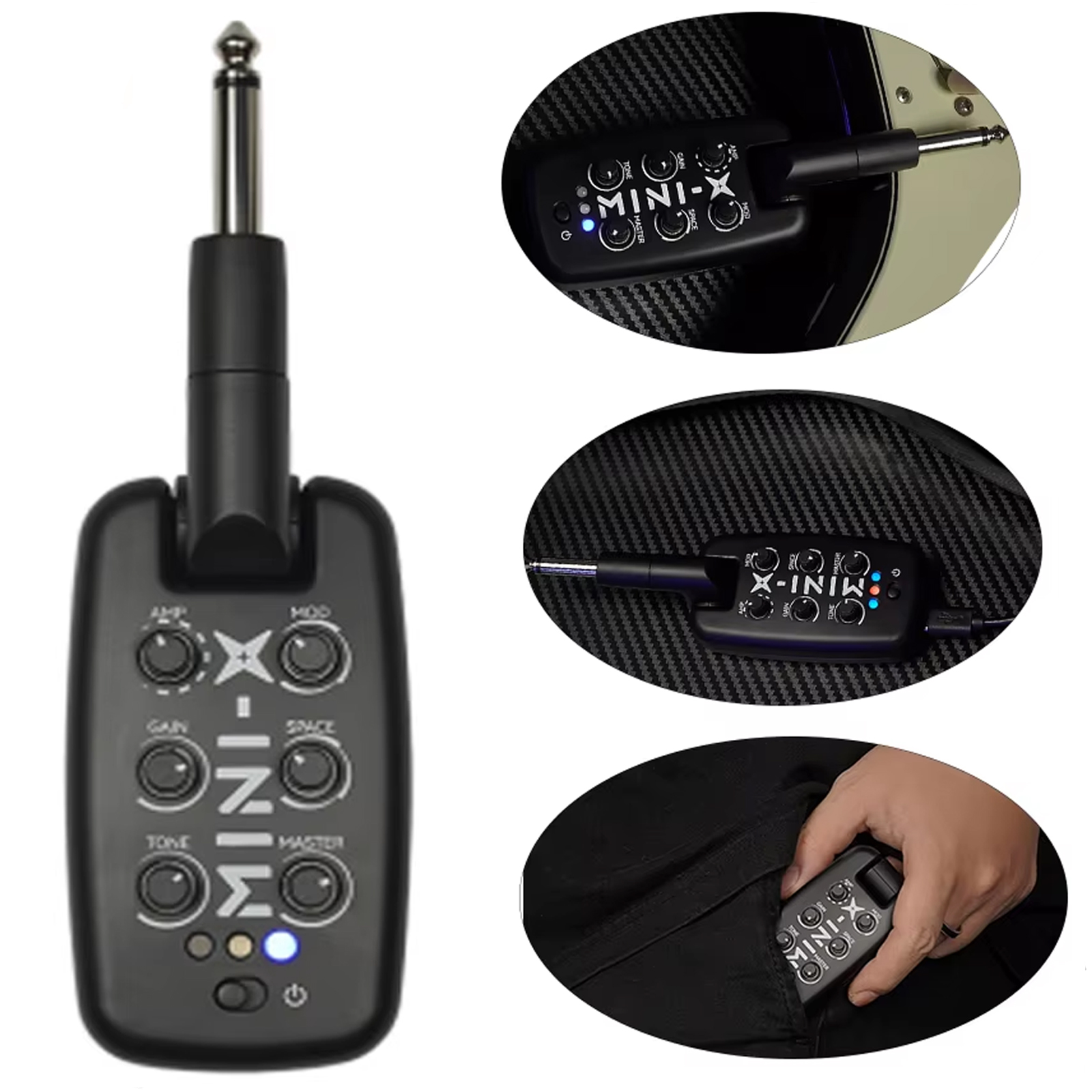 M-VAVE MINI-X Amplificador de Fone de Ouvido para Guitarra Efeitos de Graves de Guitarra Portátil Recarregável Peças de
