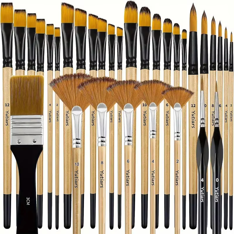 32 peças conjunto de pincéis de tinta a óleo artística para pintura acrílica, tela, tinta a óleo, especial para pintura
