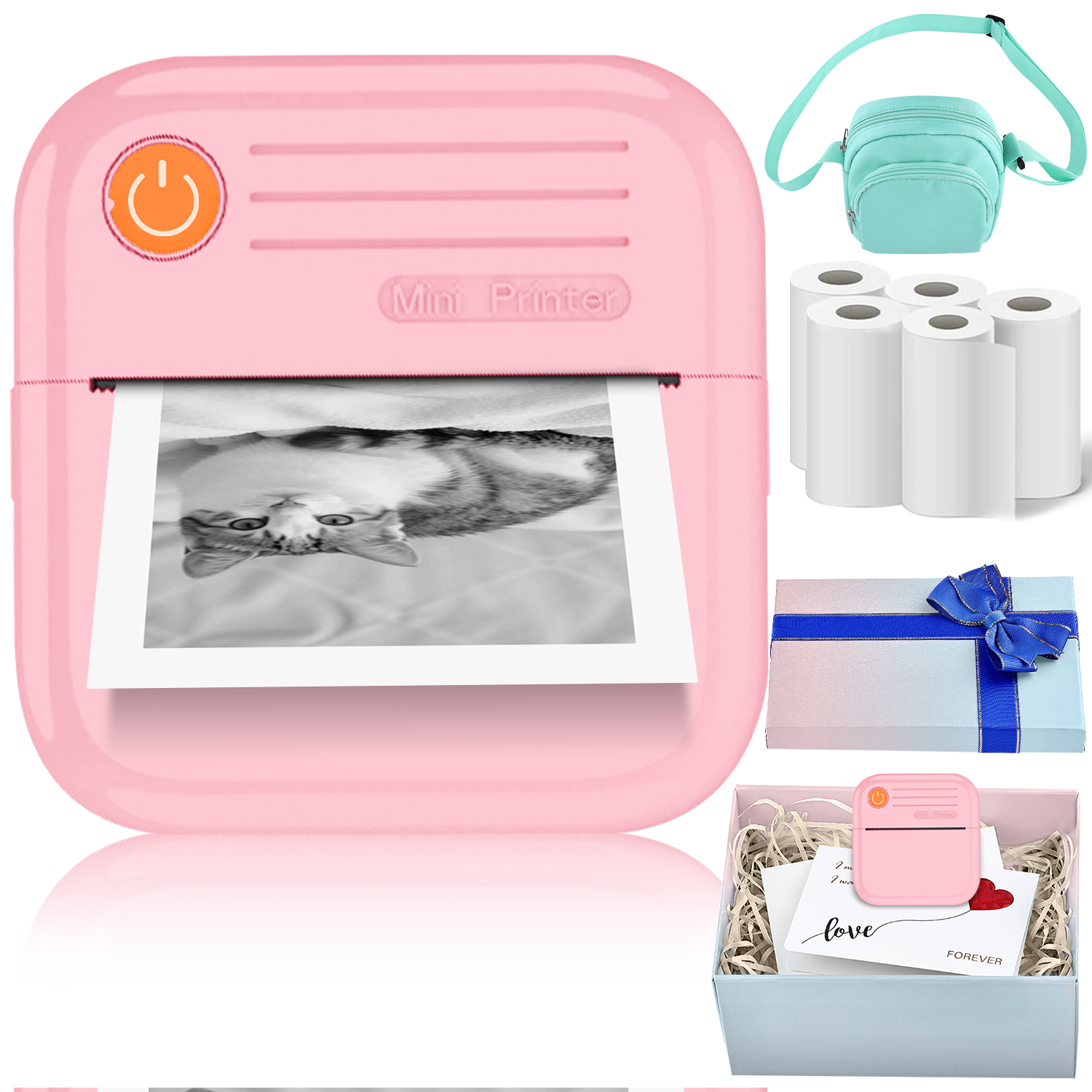 Mini Impressora Fotográfica Sem Fio, Portátil com Impressão Térmica, compatível com aplicativo, para Fotos, Diário e