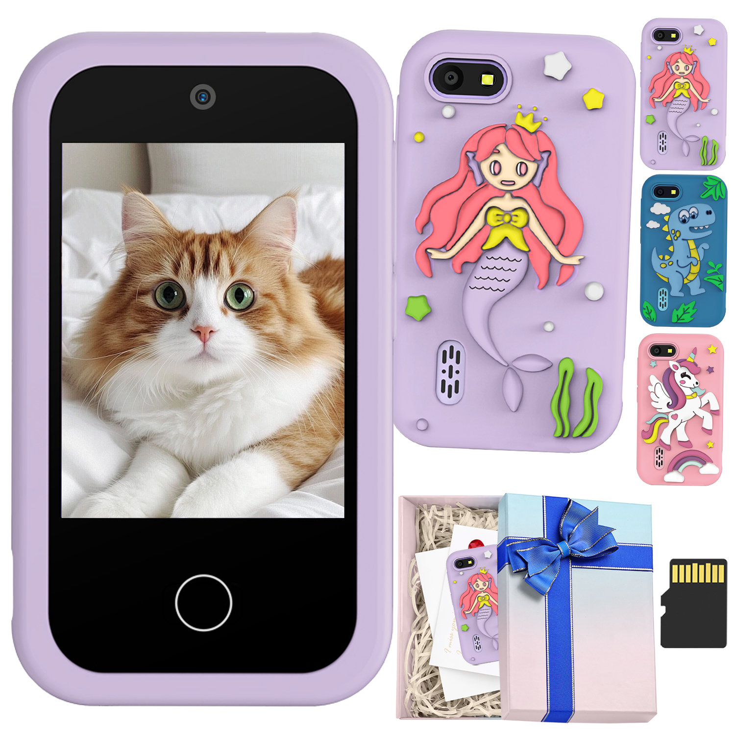 Câmera Digital Para Crianças , Presente Smartphone Com Câmeras Duplas , Tela Sensível Ao Toque De 2.8 " Divertido De Ani