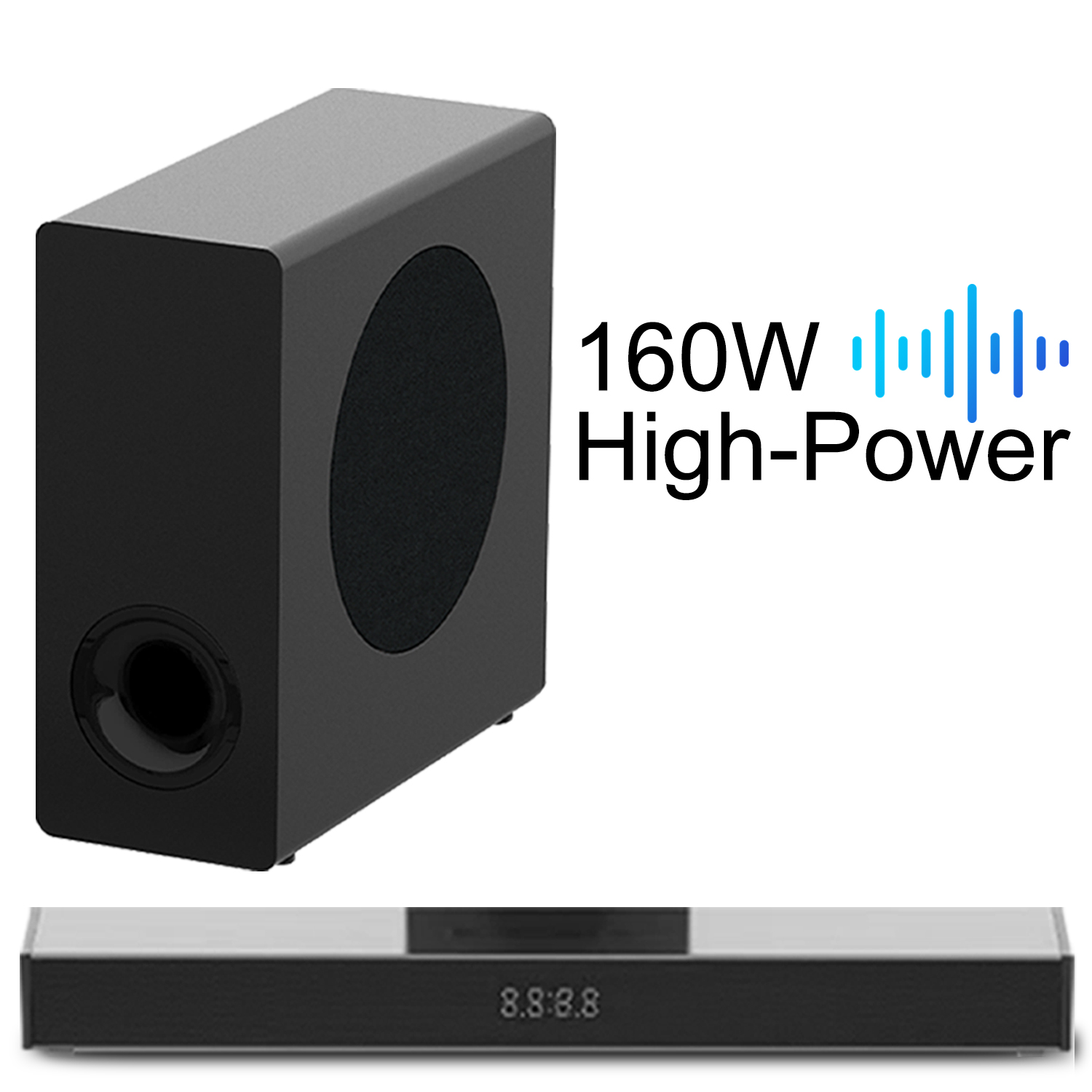 Soundbar para TV com Bluetooth e alto-falante, barra de som compacta tudo em um, inclui controle remoto, preta