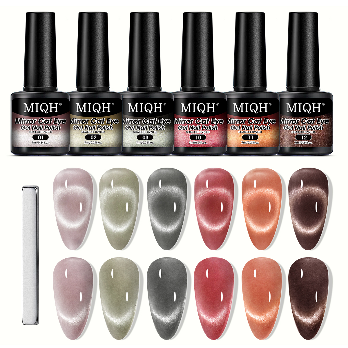 Conjunto de esmalte de gel olho de gato de seda espelhada - pode ser curado com luz LED, proporcionando efeito de