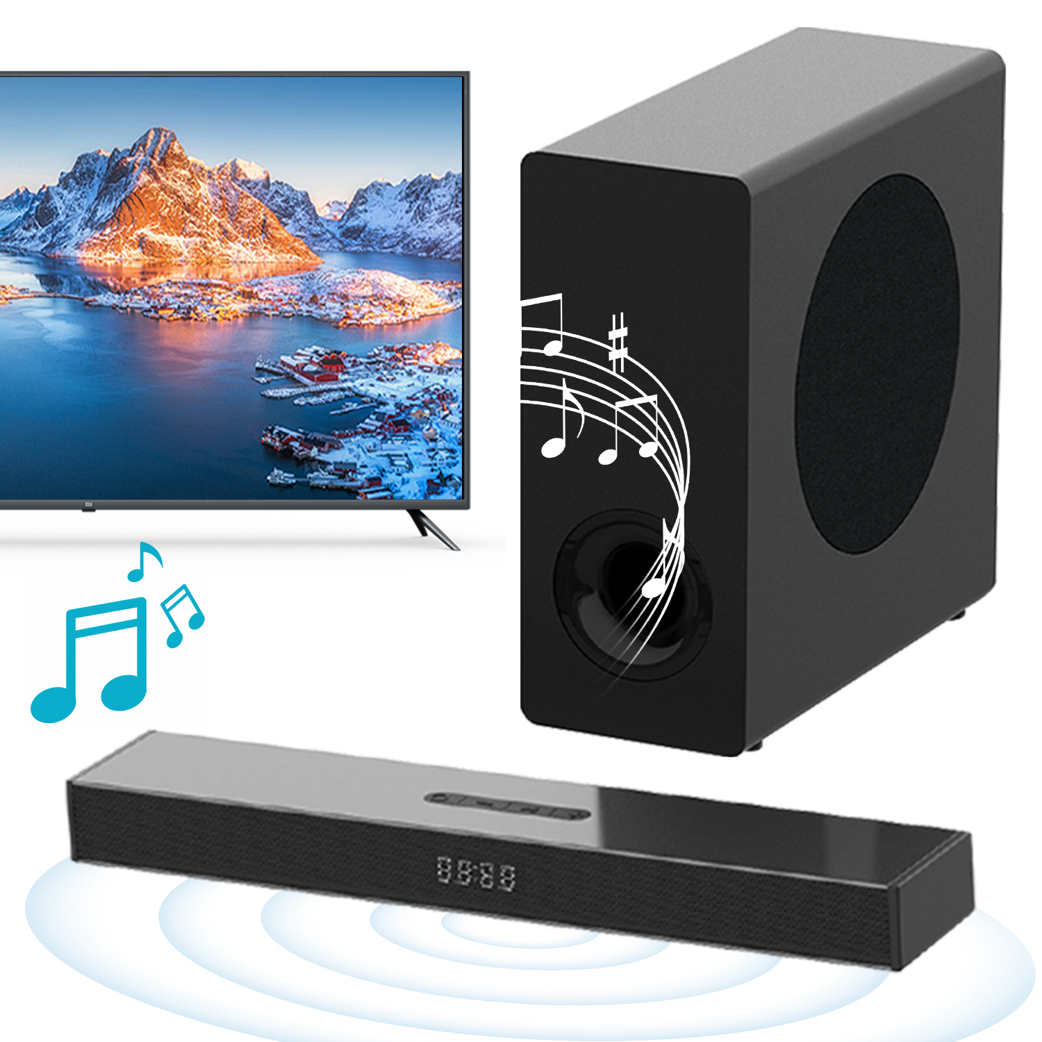 Barra De Som De Home Theater Tudo Em Um Para Sistema De Áudio De TV Inteligente Leitor De Música Alto-Falante Imersivo