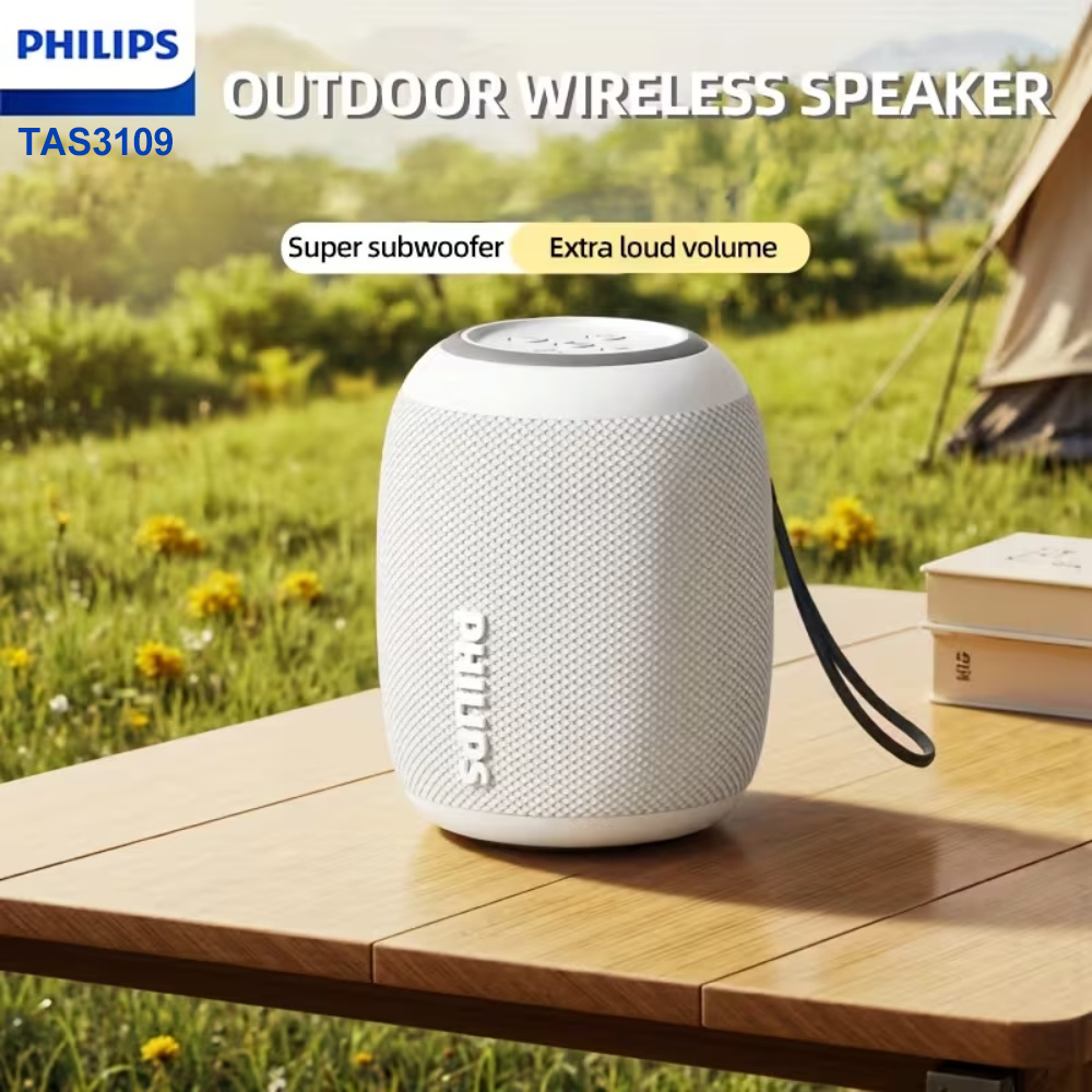 PHILIPS TAS3109 Alto-falante Bluetooth portátil original TWS, graves potentes, à prova d’água, som envolvente ao ar
