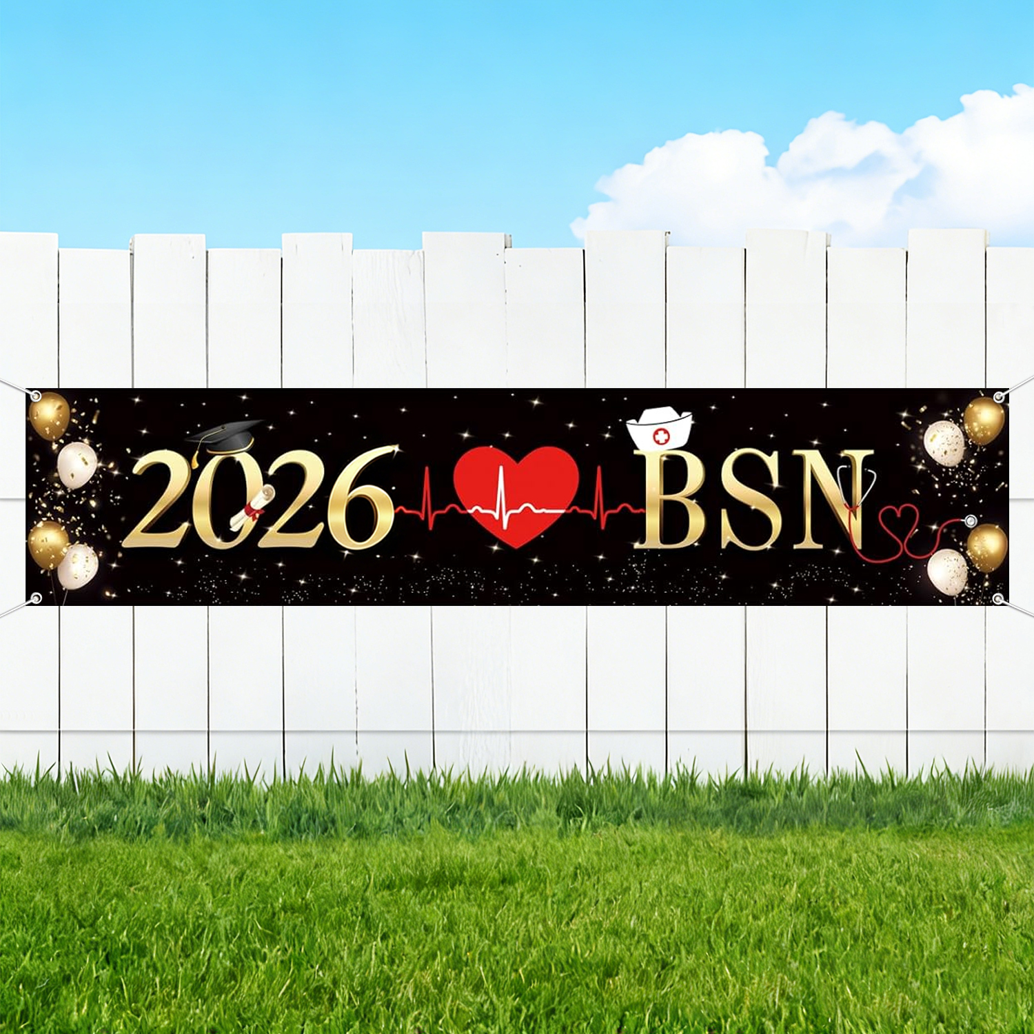Banner BSN – Parabéns Enfermeira Decorações De Festa De Formatura RN Medical School Nursing Grad Decoração Interna E Ext