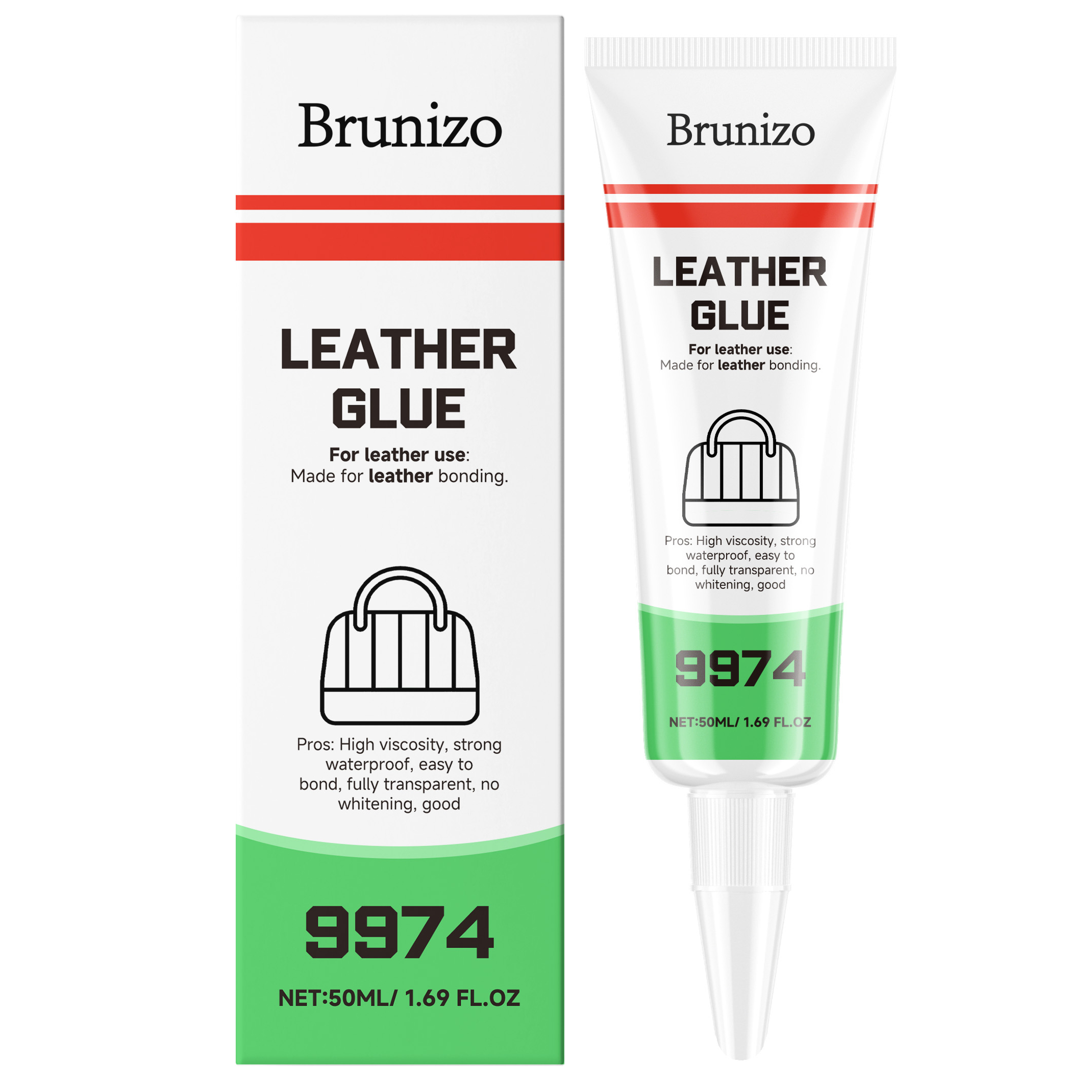 Cola de Couro e Tecido Strong Bond 50ml – BRUNIZO 9974 Adesivo Profissional de Reparo para Sapatos, Bolsas, Artesanato