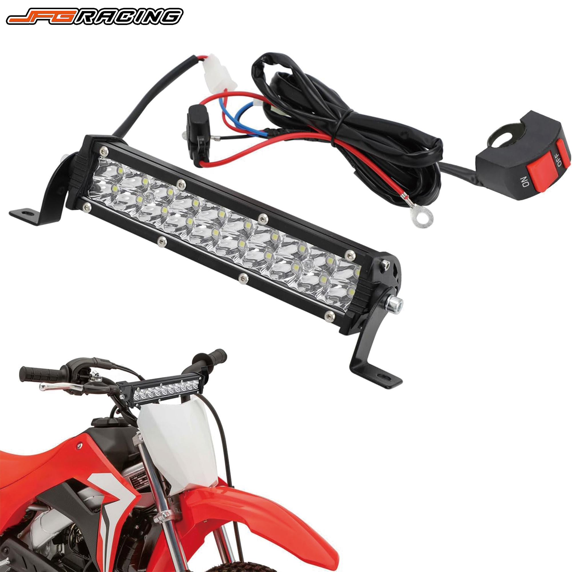 Barra de luz LED para moto de trilha, 60 W, universal 7/8”, farol para motocicleta, kit barra de luz para moto de
