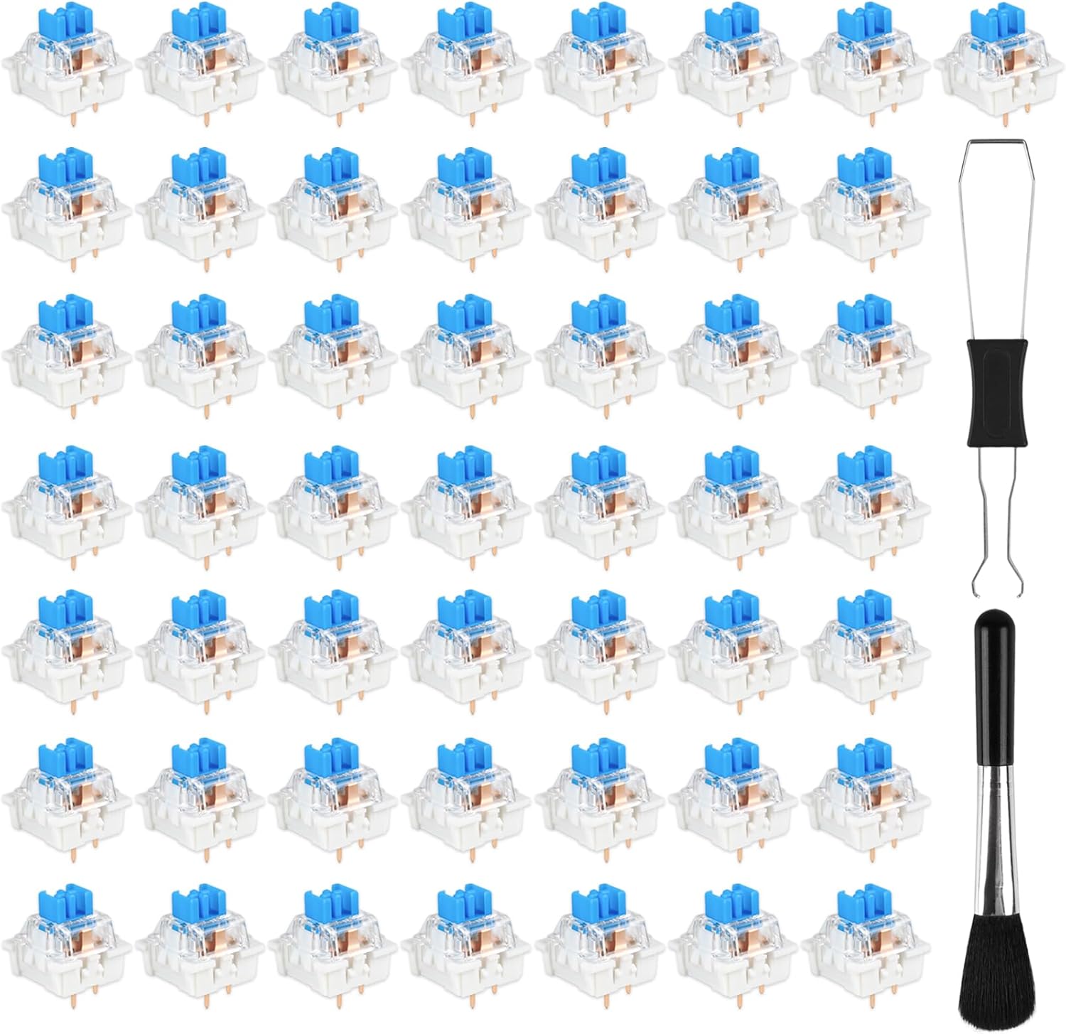 Interruptor Mecânico ITLY Blue Interruptor Táctil Clicável 3 Pinos MX Plug and Play Troca a Quente, Kit de Substituição