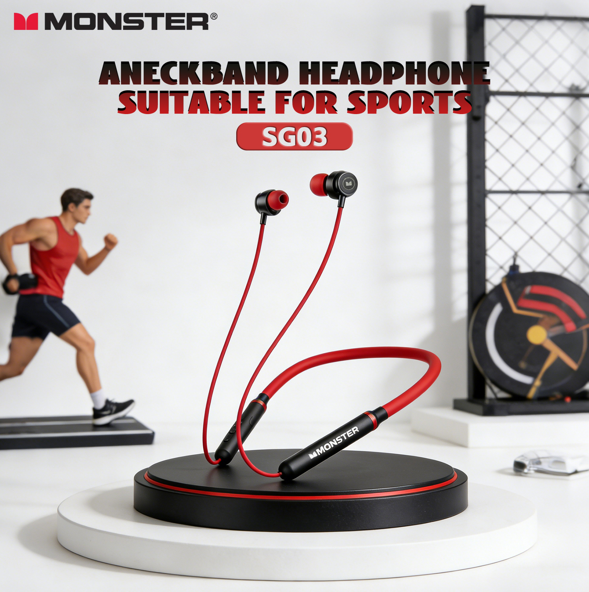 Fones de Ouvido Monster AIRMARS SG03 TWS Bluetooth Esportivos, HiFi estéreo, microfone HD, cancelamento de ruído ENC,