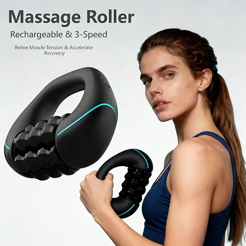 Massageador Elétrico de Rolamento Manual Portátil Percussão Tecido Profundo para Alívio Muscular Costas Ombro Braço