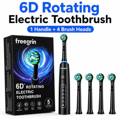 Escova de dentes elétrica à prova d'água IP67 Freegrin, 4 cabeças de reposição, 7000rpm de rotação, recarregável por