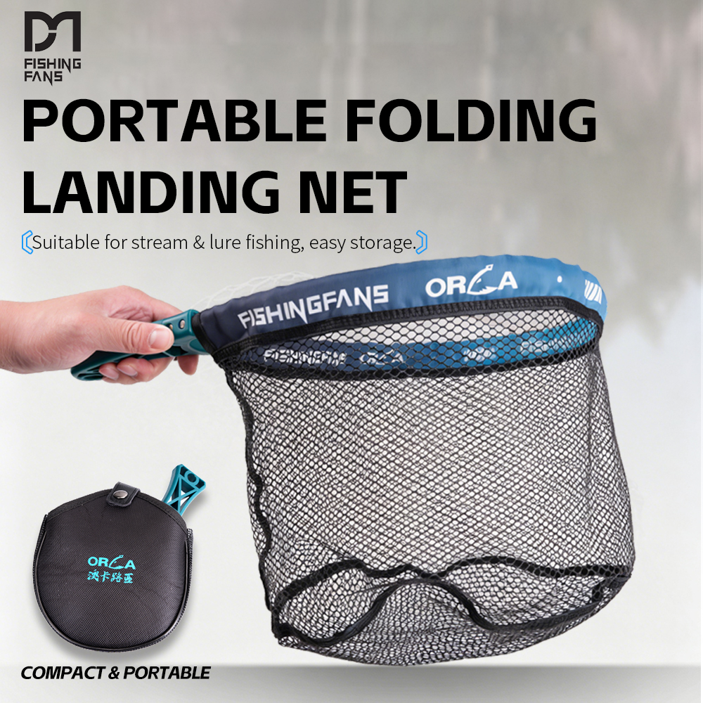 FISHINGFANS ORCA rede de pesca dobrável rede para riachos quadrada portátil rede de iscas acessórios de rede de pesca