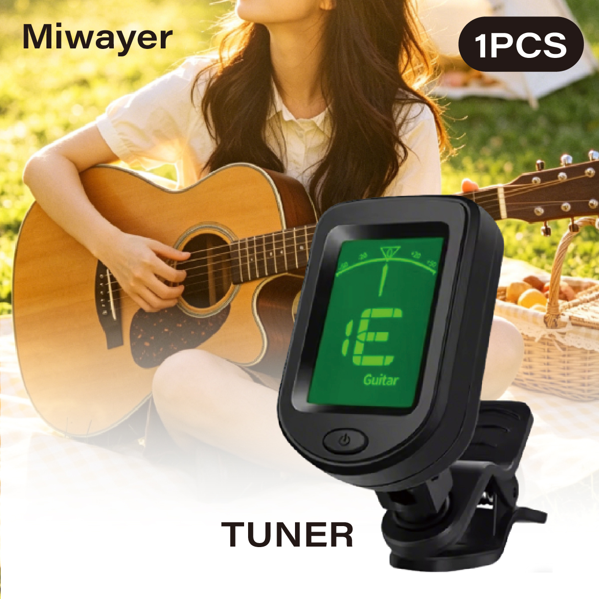 Miwayer Afinador Cromático de Clipe com Display LCD, Tamanho Mini para Violão Acústico, Ukulele, Violino e Baixo