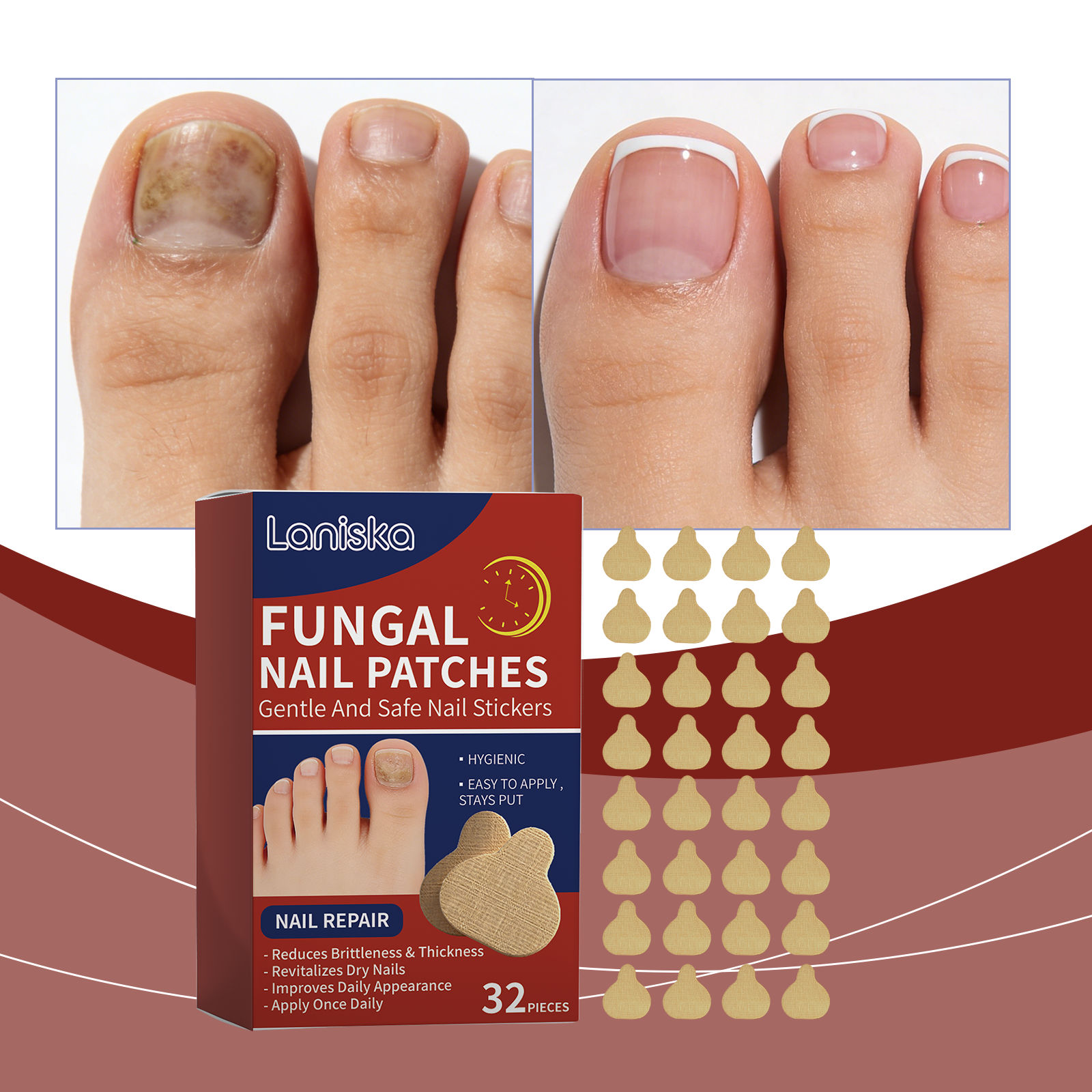 Patches de Cuidado Noturno para Unhas 32 Unidades com Cera de Abelha e Glicerina | Nutrição de 8 horas para Unhas e Pele