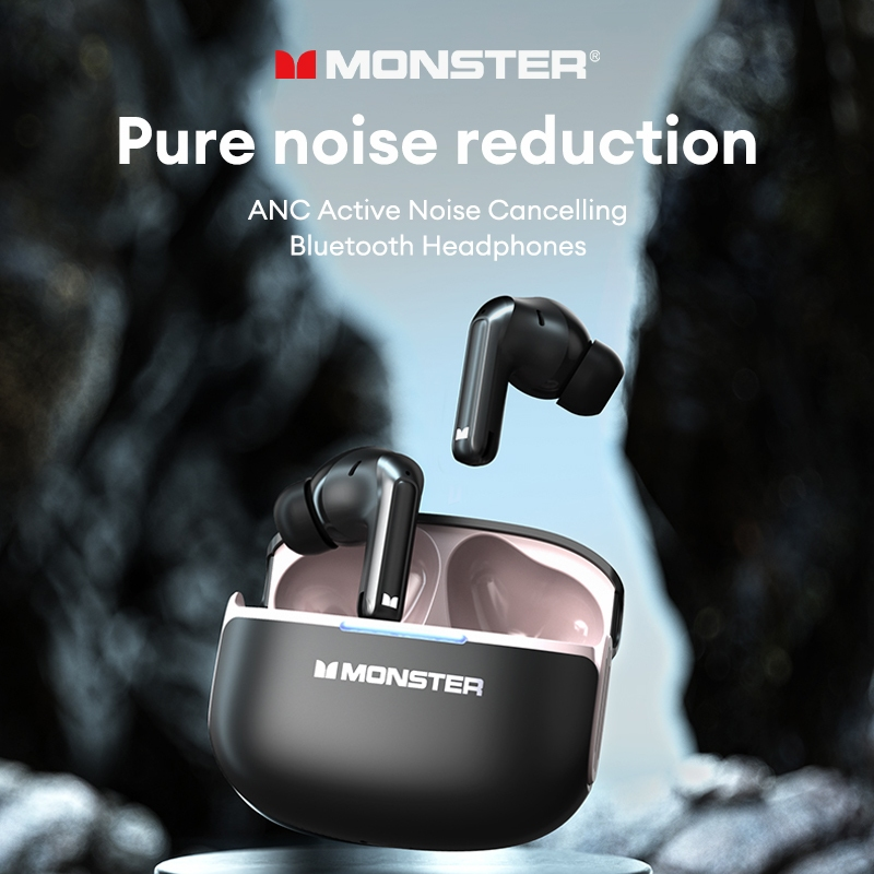 Monster D02 Fones De Ouvido Sem Fio Bluetooth 6.0 ANC Com Cancelamento De Ruído 4 Microfones HD Chamadas Para Jogos Som 