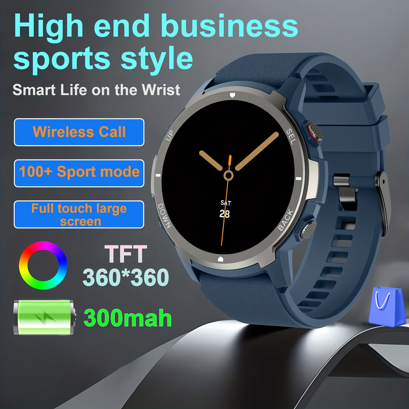 Relógio Inteligente Masculino 2026 Novo 1,39 Tela Redonda 360*360 Display HD 3ATM à Prova D'água Liga de Zinco