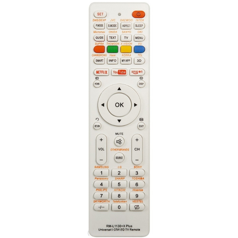 Controle Remoto De Substituição Universal RM L1130 X Para Todas As Marcas De Televisão Smart Home (Branco)