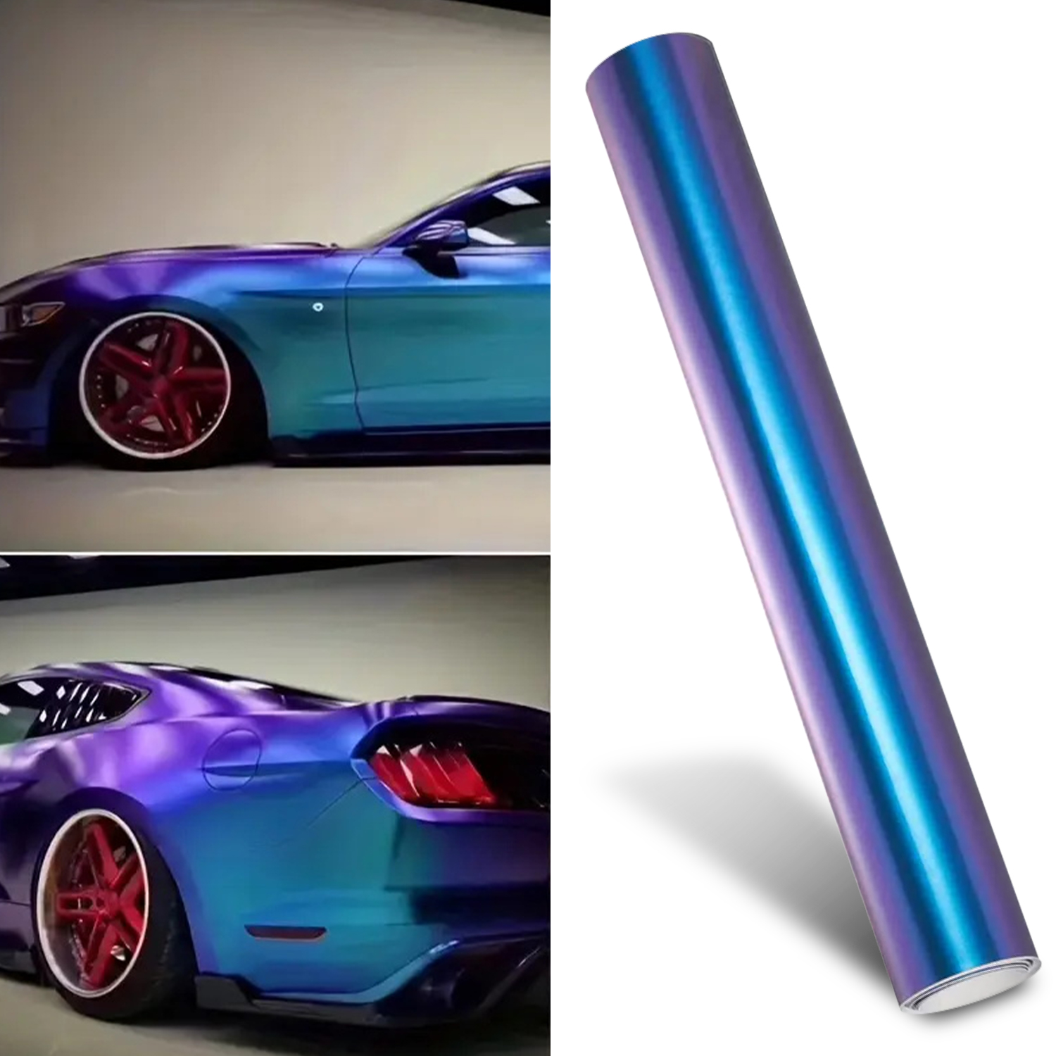 Mudança de cor roxo para azul, adesivo para moto e veículo
