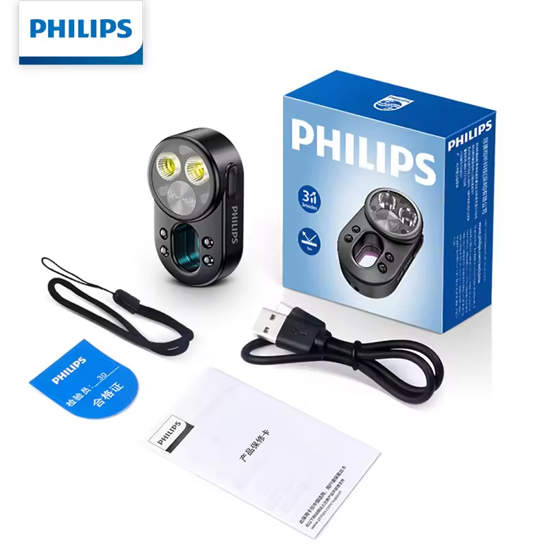 Philips SFL1551 Lanterna portátil multifuncional compacta com suporte para mochila e clipe de bolso, ideal para leitura