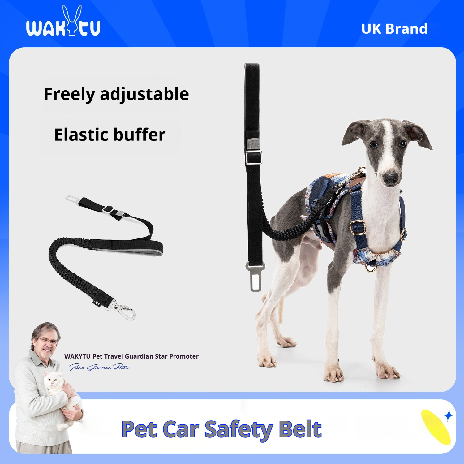 Arnês de Segurança para Carro para Cães e Gatos, Tira de Contenção Ajustável com Fivela de Cadeia para Animais de