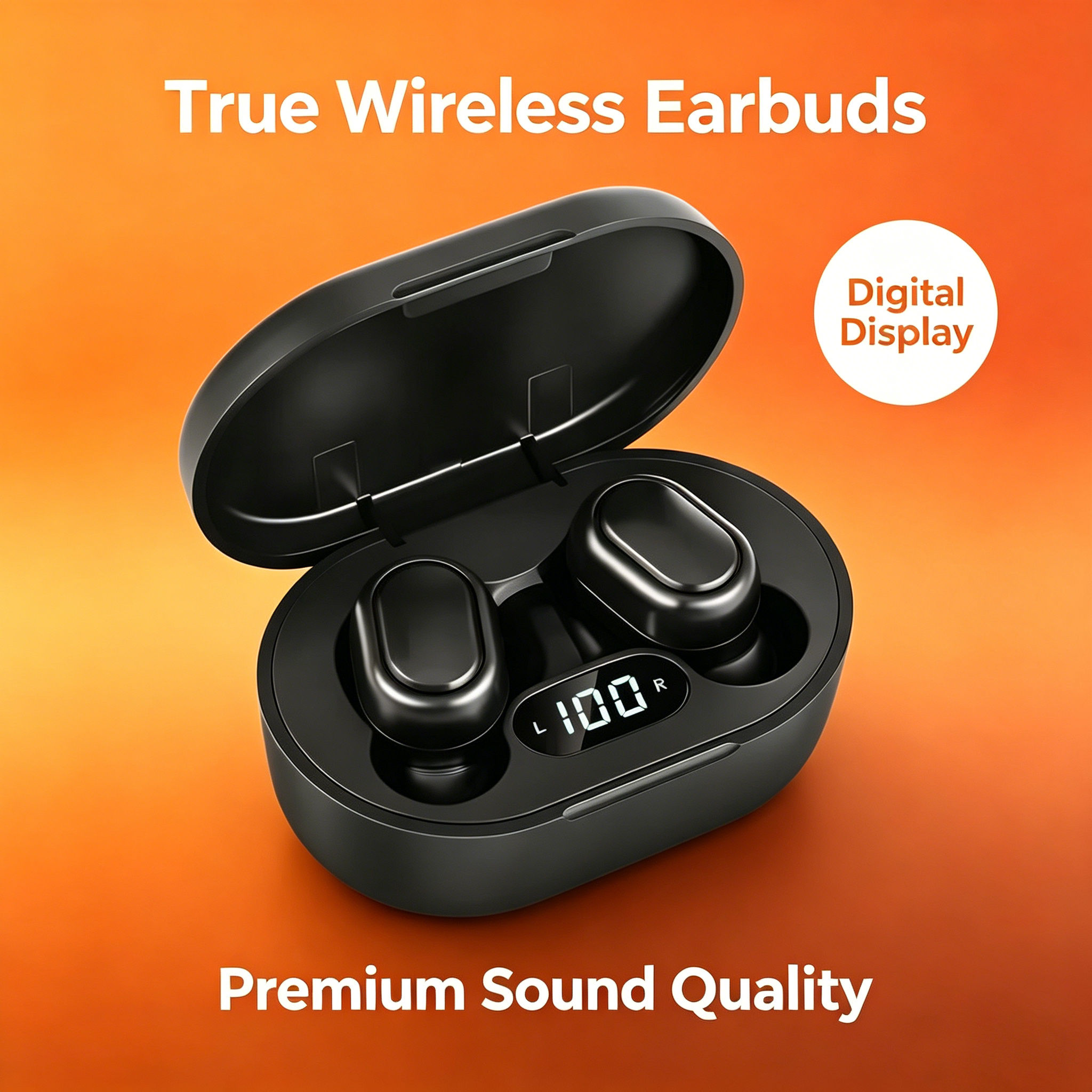 Fones de ouvido TWS, fones Bluetooth com cancelamento de ruído, headset estéreo HiFi com microfone, display digital,
