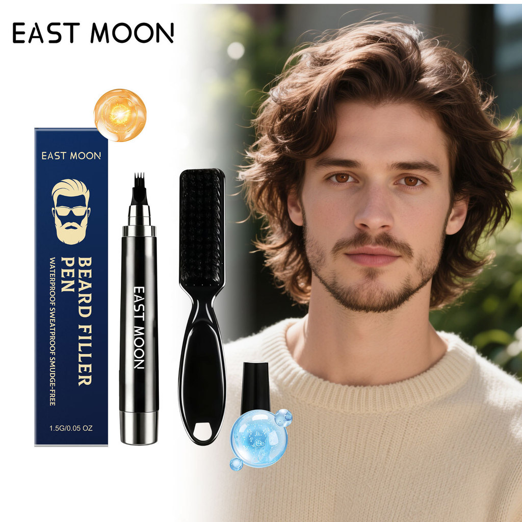 Caneta para Barba Masculina: Fórmula Natural à Prova d'Água para Contornos Precisos, 1,5 g + Pincel