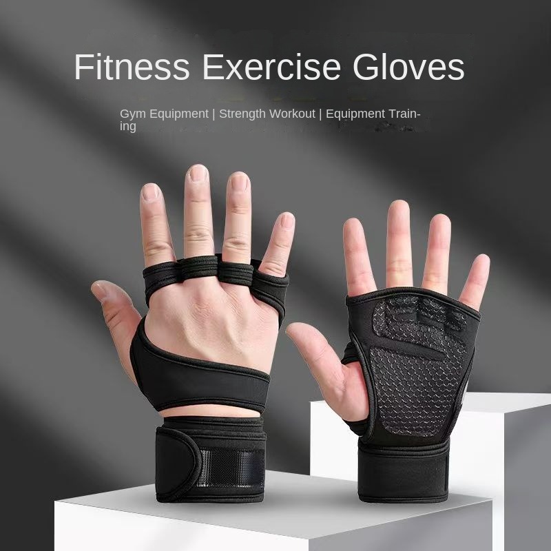 Luvas Fitness para ciclismo, proteção antiderrapante para barra, movimento palmar, halteres, meio dedo